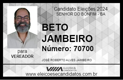 Candidato BETO JAMBEIRO 2024 - SENHOR DO BONFIM - Eleições