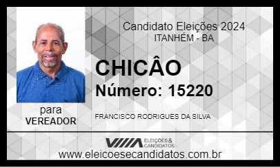 Candidato CHICÂO 2024 - ITANHÉM - Eleições