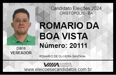 Candidato ROMARIO DA BOA VISTA 2024 - CRISTÓPOLIS - Eleições