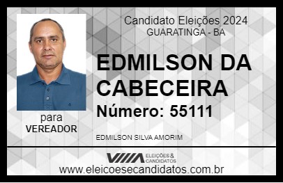 Candidato EDMILSON DA CABECEIRA 2024 - GUARATINGA - Eleições