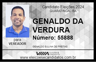 Candidato GENALDO DA VERDURA 2024 - GUARATINGA - Eleições