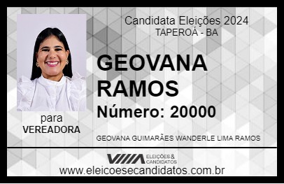 Candidato GEOVANA RAMOS 2024 - TAPEROÁ - Eleições