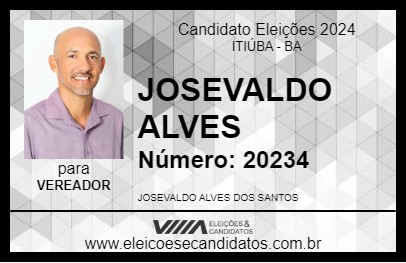 Candidato JOSEVALDO ALVES 2024 - ITIÚBA - Eleições