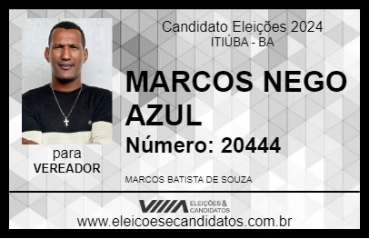 Candidato MARCOS NEGO AZUL 2024 - ITIÚBA - Eleições