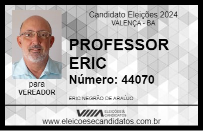 Candidato PROFESSOR ERIC 2024 - VALENÇA - Eleições