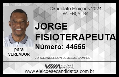 Candidato JORGE FISIOTERAPEUTA 2024 - VALENÇA - Eleições