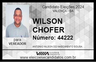 Candidato WILSON CHOFER 2024 - VALENÇA - Eleições