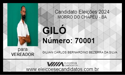 Candidato GILÓ 2024 - MORRO DO CHAPÉU - Eleições