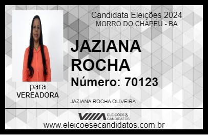 Candidato JAZIANA ROCHA 2024 - MORRO DO CHAPÉU - Eleições