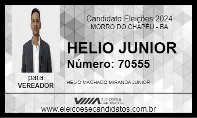 Candidato HELIO JUNIOR 2024 - MORRO DO CHAPÉU - Eleições