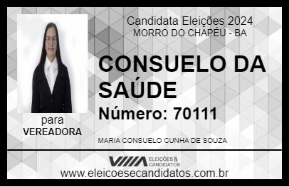 Candidato CONSUELO DA SAÚDE 2024 - MORRO DO CHAPÉU - Eleições