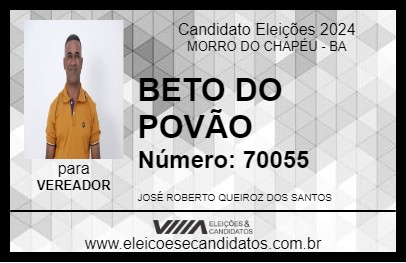 Candidato BETO DO POVÃO 2024 - MORRO DO CHAPÉU - Eleições