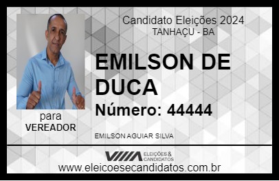 Candidato EMILSON DE DUCA 2024 - TANHAÇU - Eleições