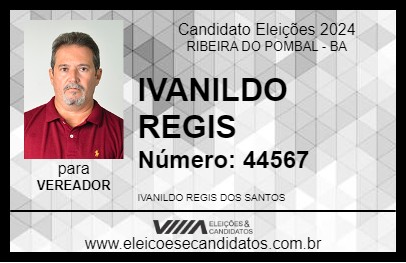 Candidato IVANILDO REGIS 2024 - RIBEIRA DO POMBAL - Eleições