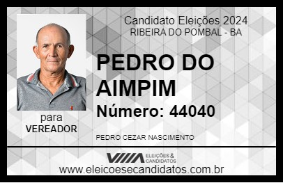 Candidato PEDRO DO AIMPIM 2024 - RIBEIRA DO POMBAL - Eleições