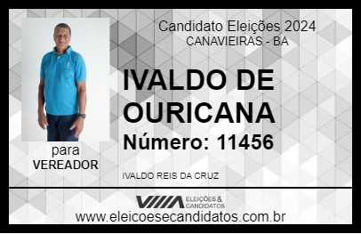 Candidato IVALDO DE OURICANA 2024 - CANAVIEIRAS - Eleições