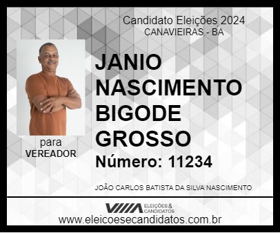 Candidato JANIO NASCIMENTO BIGODE GROSSO 2024 - CANAVIEIRAS - Eleições