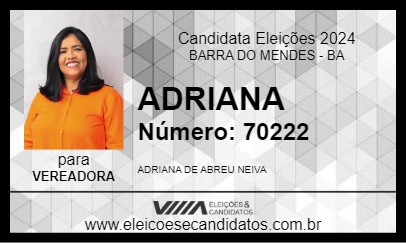 Candidato ADRIANA 2024 - BARRA DO MENDES - Eleições