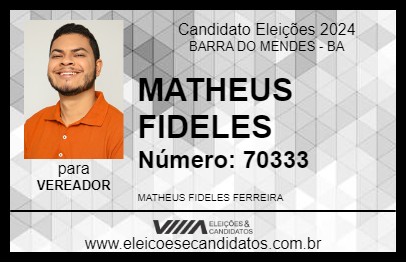 Candidato MATHEUS FIDELES 2024 - BARRA DO MENDES - Eleições