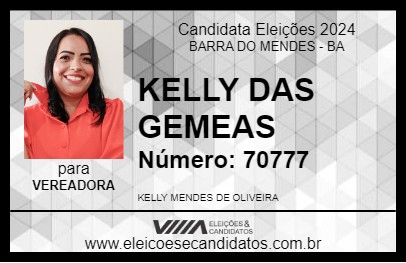 Candidato KELLY DAS GEMEAS 2024 - BARRA DO MENDES - Eleições