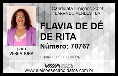 Candidato FLAVIA DE DÉ DE RITA 2024 - BARRA DO MENDES - Eleições