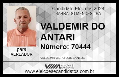 Candidato VALDEMIR DO ANTARI 2024 - BARRA DO MENDES - Eleições