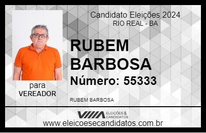 Candidato RUBEM BARBOSA 2024 - RIO REAL - Eleições