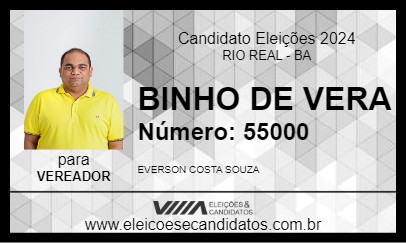 Candidato BINHO DE VERA 2024 - RIO REAL - Eleições