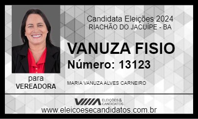 Candidato VANUZA FISIO 2024 - RIACHÃO DO JACUÍPE - Eleições