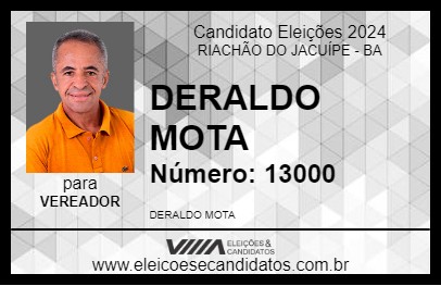 Candidato DERALDO MOTA 2024 - RIACHÃO DO JACUÍPE - Eleições