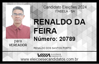 Candidato RENALDO DA FEIRA 2024 - ITABELA - Eleições