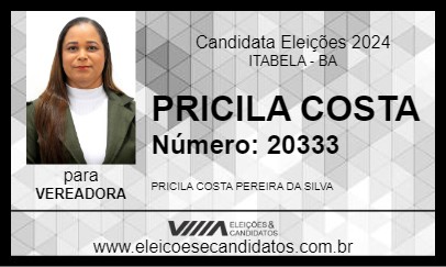 Candidato PRICILA COSTA 2024 - ITABELA - Eleições