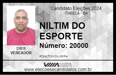 Candidato NILTIM DO ESPORTE 2024 - ITABELA - Eleições