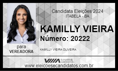 Candidato KAMILLY VIEIRA 2024 - ITABELA - Eleições