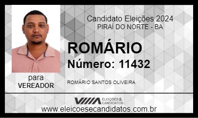 Candidato ROMÁRIO 2024 - PIRAÍ DO NORTE - Eleições