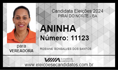 Candidato ANINHA 2024 - PIRAÍ DO NORTE - Eleições