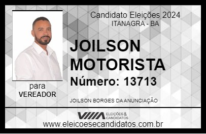 Candidato JOILSON MOTORISTA 2024 - ITANAGRA - Eleições