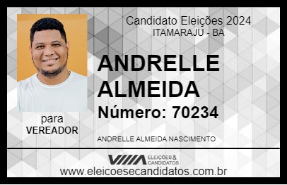 Candidato ANDRELLE ALMEIDA 2024 - ITAMARAJU - Eleições