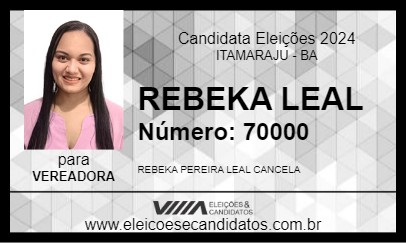 Candidato REBEKA LEAL 2024 - ITAMARAJU - Eleições