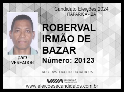 Candidato ROBERVAL IRMÃO DE BAZAR 2024 - ITAPARICA - Eleições