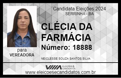 Candidato CLÉCIA DA FARMÁCIA 2024 - SERRINHA - Eleições