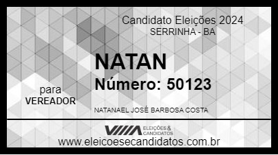 Candidato NATAN 2024 - SERRINHA - Eleições