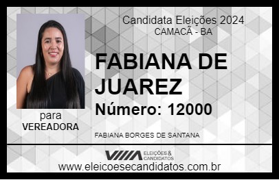 Candidato FABIANA DE JUAREZ 2024 - CAMACÃ - Eleições