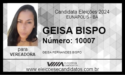 Candidato GEISA BISPO 2024 - EUNÁPOLIS - Eleições