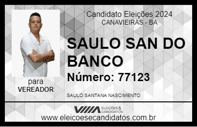 Candidato SAULO SAN  DO BANCO 2024 - CANAVIEIRAS - Eleições