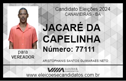 Candidato JACARÉ DA CAPELINHA 2024 - CANAVIEIRAS - Eleições