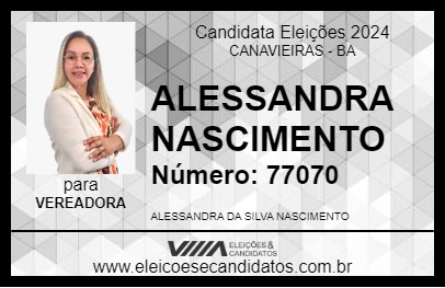 Candidato ALESSANDRA NASCIMENTO 2024 - CANAVIEIRAS - Eleições