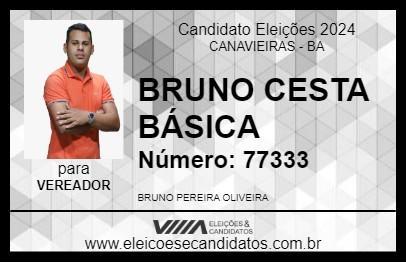 Candidato BRUNO CESTA BÁSICA 2024 - CANAVIEIRAS - Eleições