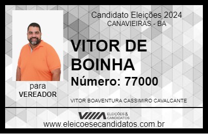 Candidato VITOR DE BOINHA 2024 - CANAVIEIRAS - Eleições