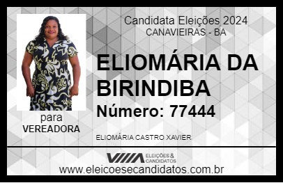 Candidato ELIOMÁRIA DA BIRINDIBA 2024 - CANAVIEIRAS - Eleições